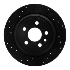 Land Rover LR2 Brake Rotor (1) - Rear Left - R1 Concepts - Drilled & Slotted - Black - `13-`15